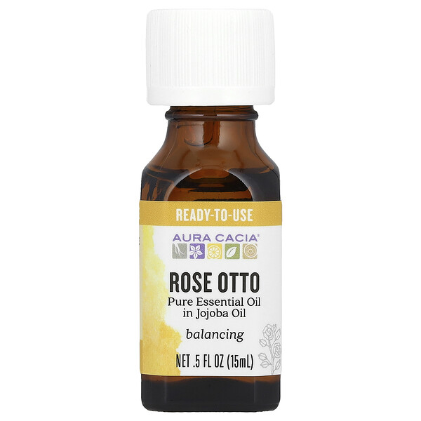 Чистое эфирное масло жожоба, роза Отто, 0,5 жидкой унции (15 мл) Aura Cacia