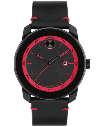 Мужские часы Bold Tr90 со швейцарским кварцем, черные кожаные часы, 42 мм Movado