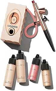 Luminess Air Icon Pro Airbrush System with 4-Piece Foundation Starter Kit, Deep Coverage - Quick, Easy & Long Lasting Application - Includes Silk 4-In-1 Foundation, Highlighter and Blush LUMINESS