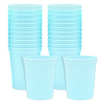 24 Pack Reusable Party Cups For Birthdays, Bridal Showers, 16 Oz, Light Blue Blue Panda