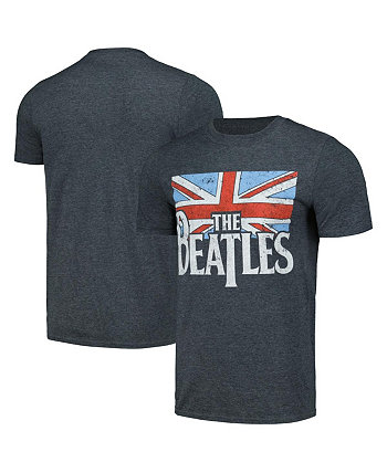 Men's and Women's Gray The Beatles Distressed British Flag T-shirt Bravado