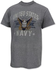 Armed Forces Gear Men's US Navy Vintage Basic Short-Sleeve T-Shirt - Licensed US Navy Shirts for Men (Grey) Armed Forces Gear