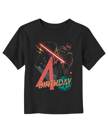 Toddler's Star Wars Darth Vader 4th Birthday Abstract Background  Toddler T-Shirt Disney Lucasfilm