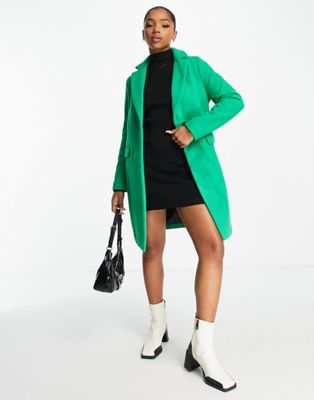 Ярко-зеленое пальто с пуговицами и подкладкой New Look New Look