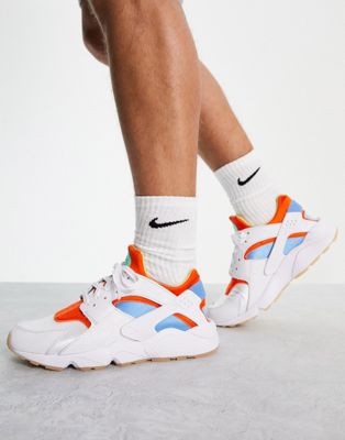 Кроссовки Nike Air Huarache белого, оранжевого и синего цвета - БЕЛЫЕ Nike