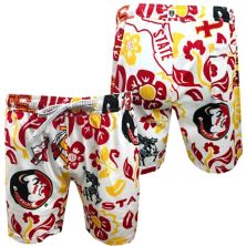 Youth Wes & Willy White Florida State Seminoles Allover Print Vault Tech Swim Trunks Wes & Willy