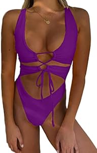 CHYRII Women's Sexy Cutout Lace Up Backless High Cut One Piece Swimsuit Monokini CHYRII