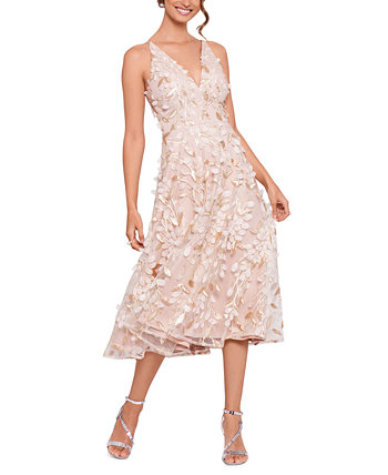 Женское платье миди с объемной цветочной аппликацией XSCAPE