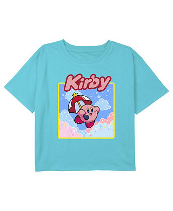 Girl's Kirby Flying Umbrella Portrait  Child T-Shirt Nintendo
