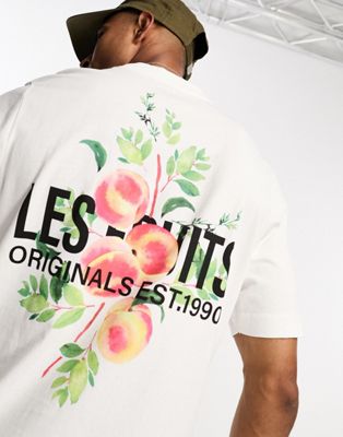 Белая объемная футболка с принтом lesfruit на спине Jack & Jones Originals Jack & Jones