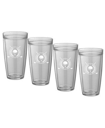 Pastimes 22 Oz Double Old Fashioned Tall Drinking Golf Glass, Set of 4 Kraftware