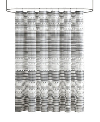 Calum Cotton Yarn Dye Shower Curtain with Pom Poms, 70" x 72" Urban Habitat