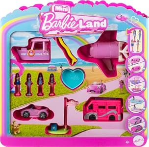 Игровой мини-набор Mini BarbieLand: Дом мечты, 3 транспортных средства и 4 куклы высотой 3,8 см Barbie