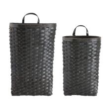 Melrose 2-Pack Black Woven Wood Wall Baskets Melrose