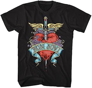 Bon Jovi Heart Black Adult T-Shirt Tee American Classics