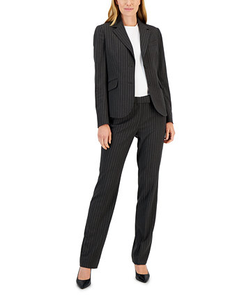 Женская куртка в тонкую полоску с двумя пуговицами, расклешенные брюки и юбка-карандаш Anne Klein