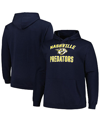 Мужской темно-синий пуловер с капюшоном и логотипом Nashville Predators Big and Tall Arch Profile