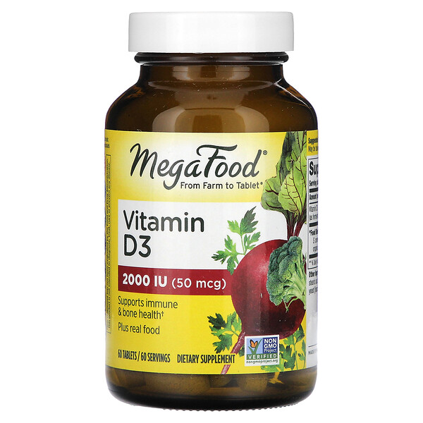 Витамин D3, 2000 МЕ (50 мкг), 60 таблеток MegaFood