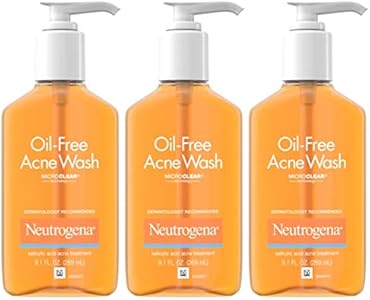 Neutrogena Oil-Free Acne Fighting Face Wash, Daily Cleanser with Salicylic Acid Acne Treatment, 9.1 Fl Oz (Pack of 3) Neutrogena