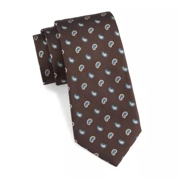 Шелковый галстук с принтом пейсли ISAIA