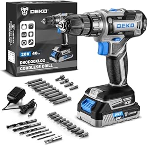 Power Drill Cordless: DEKO PRO Cordless Drill 20V Electric Power Drill Set Tool for Women Drills Cordless with Battery and Charger Drill Driver 20 Volt Drill Driver Kit Blue Dekopro