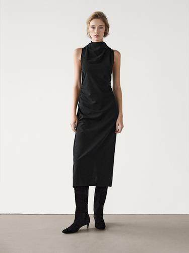 Asymmetric draped dress Massimo Dutti