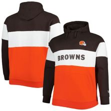 Мужская толстовка New Era Orange Cleveland Browns Big & Tall Current Team с цветными блоками из флиса с капюшоном реглан New Era