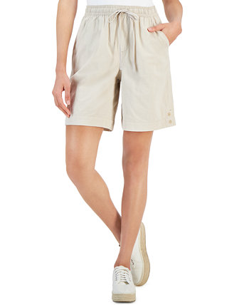 Petite Emilia Cotton High-Rise Pull-On Shorts, Created for Macy's Karen Scott