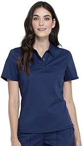 Cherokee Women Scrubs Top Workwear Revolution Tuckable Snap Front Polo WW698 Cherokee