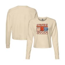 Women's Natural Auburn Tigers Comfort Colors Basketball Cropped Long Sleeve T-Shirt Image One