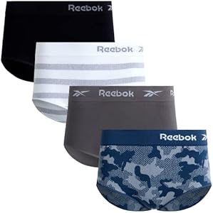 Reebok Women's Briefs Underwear - 4 Pack Seamless Stretch Performance High Cut or Boyshorts Panties for Women (Sizes: S-XL) Reebok