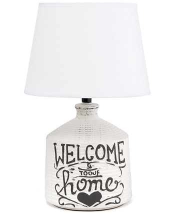 Простой дизайн: добро пожаловать домой, деревенский керамический дом, фойе, прихожая, акцентная настольная лампа с тканевым абажуром All The Rages