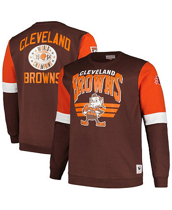 Мужской коричневый флисовый пуловер Cleveland Browns Big and Tall свитшот Mitchell & Ness