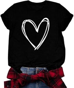 Womens Valentines Shirts: Valentine Love Heart Printed Tee Teen Cute Girl Gift Top Aluvee