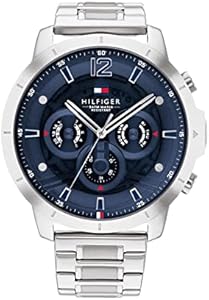 Tommy Hilfiger Men's Casual Watch - Multifunction Stainless Steel Wristwatch - Water Resistant up to 5 ATM/50 Meters - Premium Fashion Timepiece for All Occasions - 50 mm Tommy Hilfiger