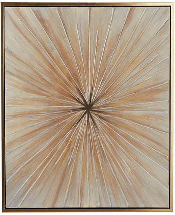 Настенное искусство в рамке радиальных звездных вспышек на холсте в золотистой рамке, 39 x 2 x 39 дюймов Rosemary Lane