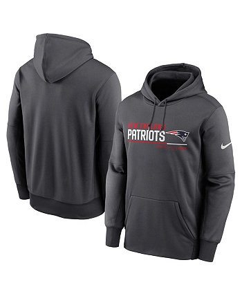 Мужская толстовка с капюшоном New England Patriots Prime Logo Name цвета антрацит с разрезом Nike