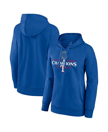 Женский пуловер с капюшоном и логотипом Royal Texas Rangers 2023 World Series Champions Plus Size Trophy Fanatics