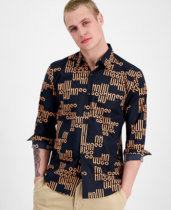 Мужская рубашка на пуговицах приталенного кроя с логотипом, созданная для Macy's HUGO BOSS