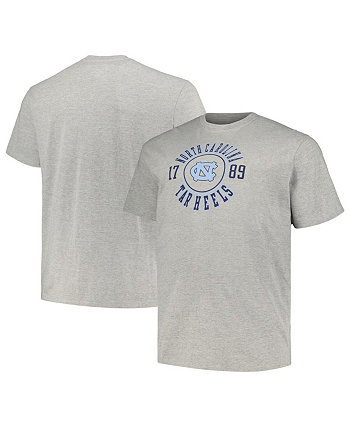 Мужская футболка с логотипом North Carolina Tar Heels серо-хизерового цвета в форме круга и большого круга Champion