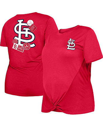 Женская красная футболка больших размеров St. Louis Cardinals с двойным узлом спереди New Era