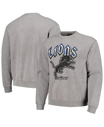Мужской и женский серый пуловер с потертостями Detroit Lions The Wild Collective