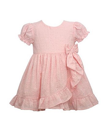 Платье в стиле ампир с короткими рукавами и люверсами для маленьких девочек, юбка с оборками по бокам и подходящие трусики Bonnie Baby