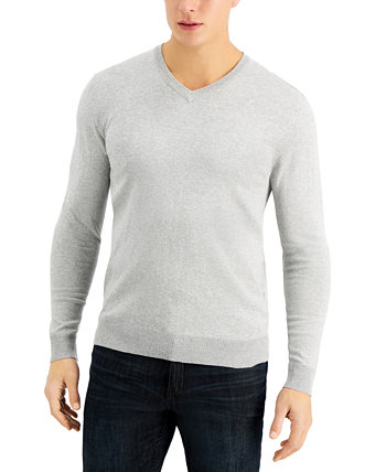 Men's Solid V-Neck Cotton Sweater, Created for Macy's Alfani