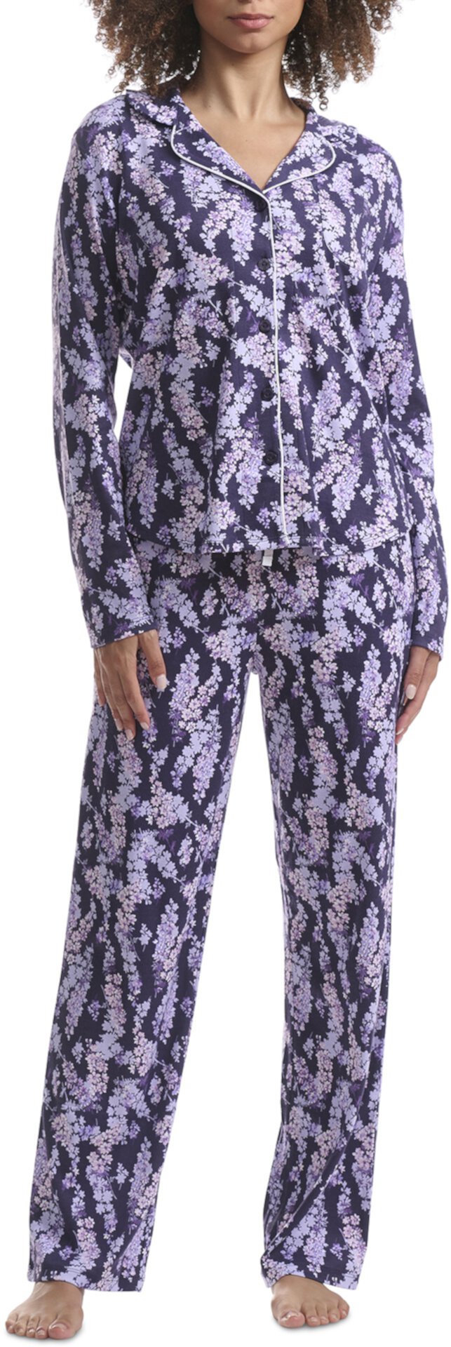 Пижамный комплект с воротником-стойкой и цветочным принтом Girlfriend Karen Neuburger