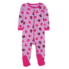 Leveret Kids Footed Cotton Pajama Pink Elephant 6-12 Month Leveret