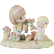 Precious Moments A Mother's Love Makes A Garden Grow Bisque Porcelain Girl Figurine Precious Moments