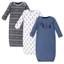 Yoga Sprout Baby Boy Cotton Long-Sleeve Gowns 3pk, Little Man Yoga Sprout