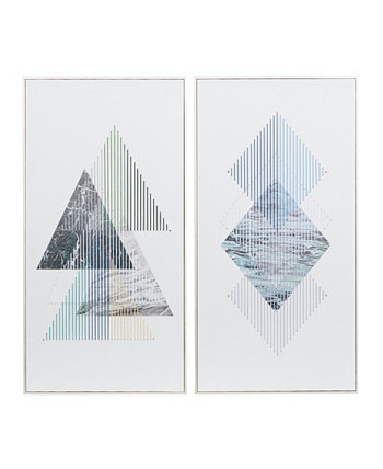 Настенное искусство в геометрической рамке на холсте с серебристой рамкой, набор из 2 шт., 20 x 31,50 дюйма Rosemary Lane