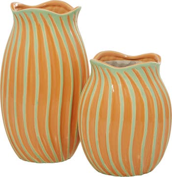 Оранжевая керамическая ваза Modern - набор из 2 шт. GINGER BIRCH STUDIO